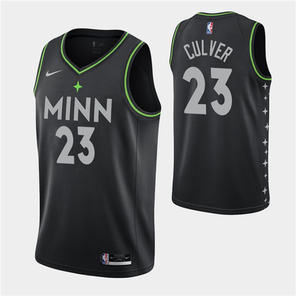 Men's Minnesota Timberwolves #23 Jarrett Culver 2020-21 Black City Edition Stitched Jersey